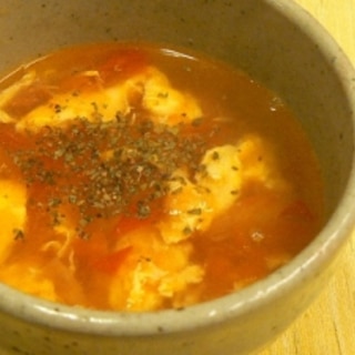 トマトとタマゴの中華スープ★生姜とゴマ油がポイント